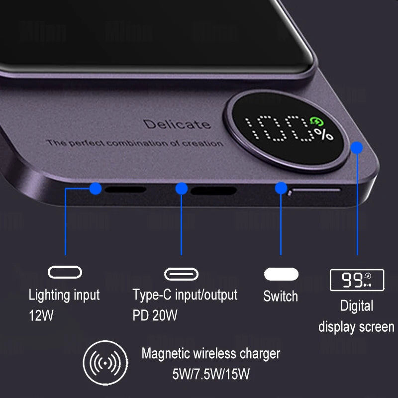 10000mAh Macsafe Magnetic Power Bank PD20W 15W Wireless Fast Charger External Auxiliary Battery Pack For Magsafe iPhone 15 14 13 - J&J Detailing Services  