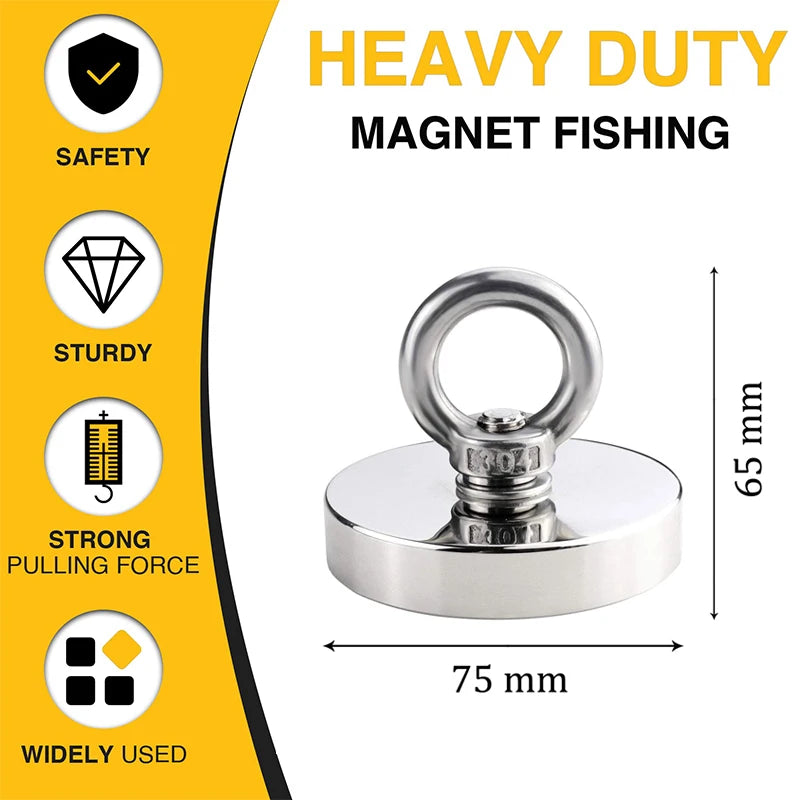 Super Strong Neodymium Magnets N52 Iman Ima Magnetic Fishing Magneat with Countersunk Hole Eyebolt for Salvage Magnetic Fishing - J&J Detailing Services  