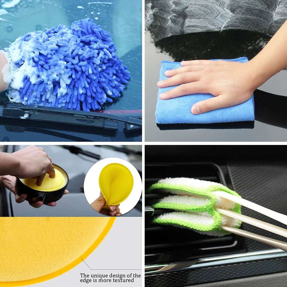 New Car Detail Kit Scrubber Drill  Brush Set Air Conditioner Vents Towel Polisher Kit - J&J Detailing Services  