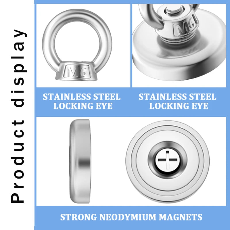 Super Strong Neodymium Magnets N52 Iman Ima Magnetic Fishing Magneat with Countersunk Hole Eyebolt for Salvage Magnetic Fishing - J&J Detailing Services  