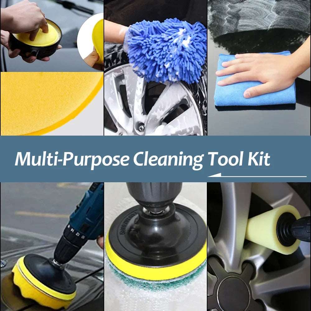 New Car Detail Kit Scrubber Drill  Brush Set Air Conditioner Vents Towel Polisher Kit - J&J Detailing Services  