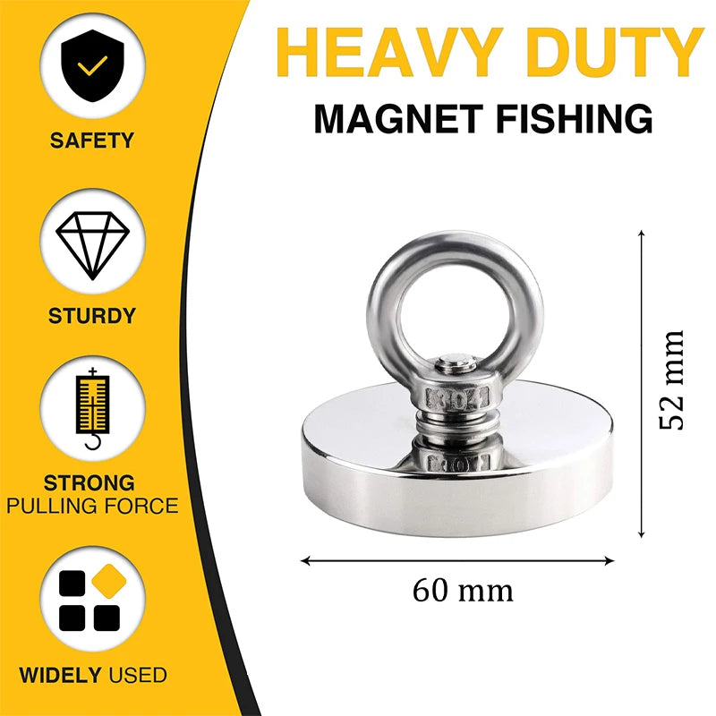 Super Strong Neodymium Magnets N52 Iman Ima Magnetic Fishing Magneat with Countersunk Hole Eyebolt for Salvage Magnetic Fishing - J&J Detailing Services  