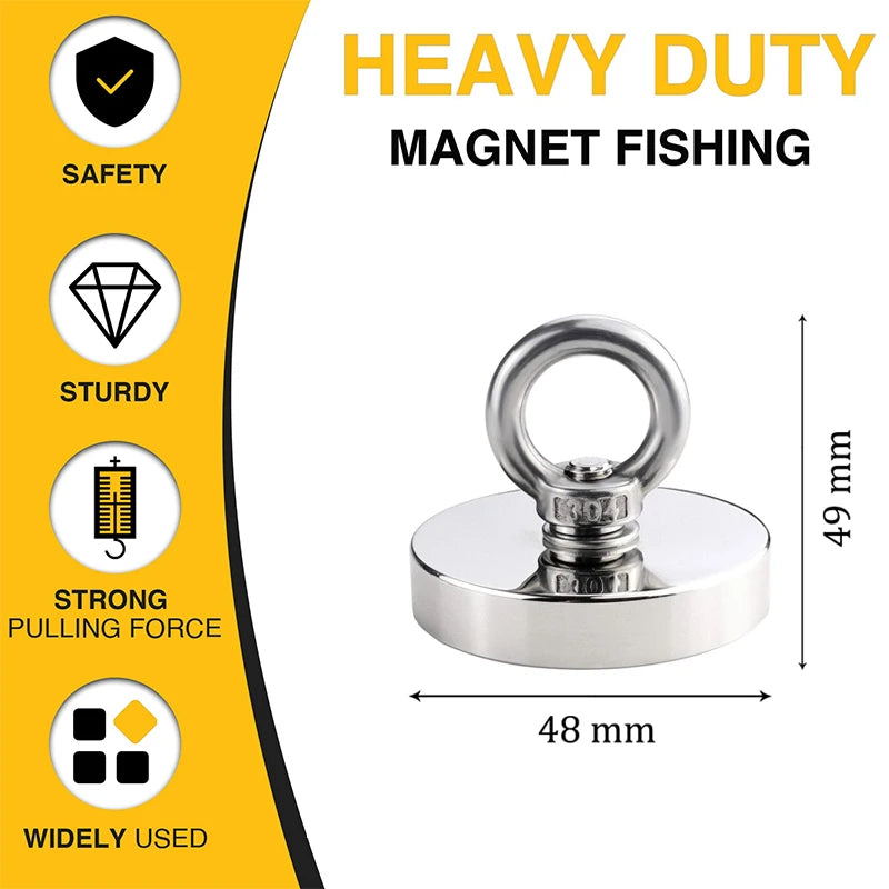 Super Strong Neodymium Magnets N52 Iman Ima Magnetic Fishing Magneat with Countersunk Hole Eyebolt for Salvage Magnetic Fishing - J&J Detailing Services  