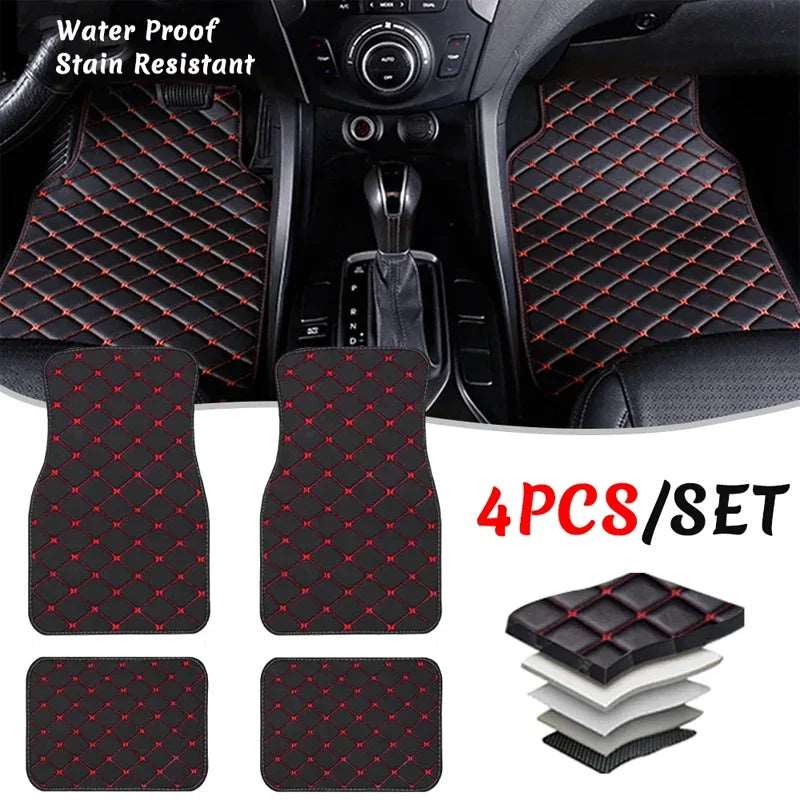 Car Floor Mats 4PCS Universal PU Leather Waterproof - J&J Detailing Services  