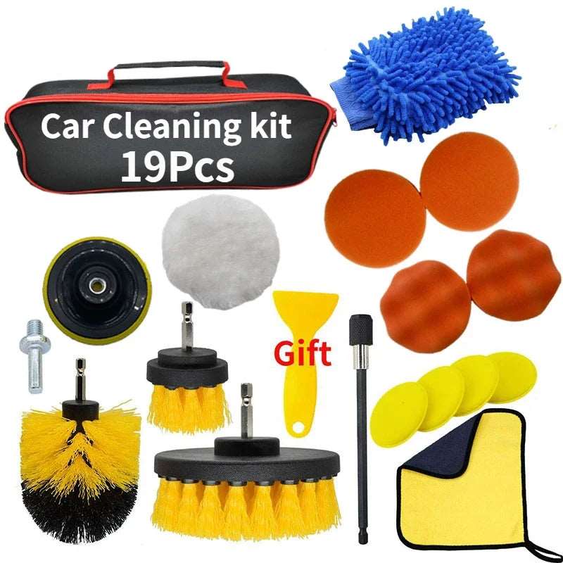 New Car Detail Kit Scrubber Drill  Brush Set Air Conditioner Vents Towel Polisher Kit - J&J Detailing Services  