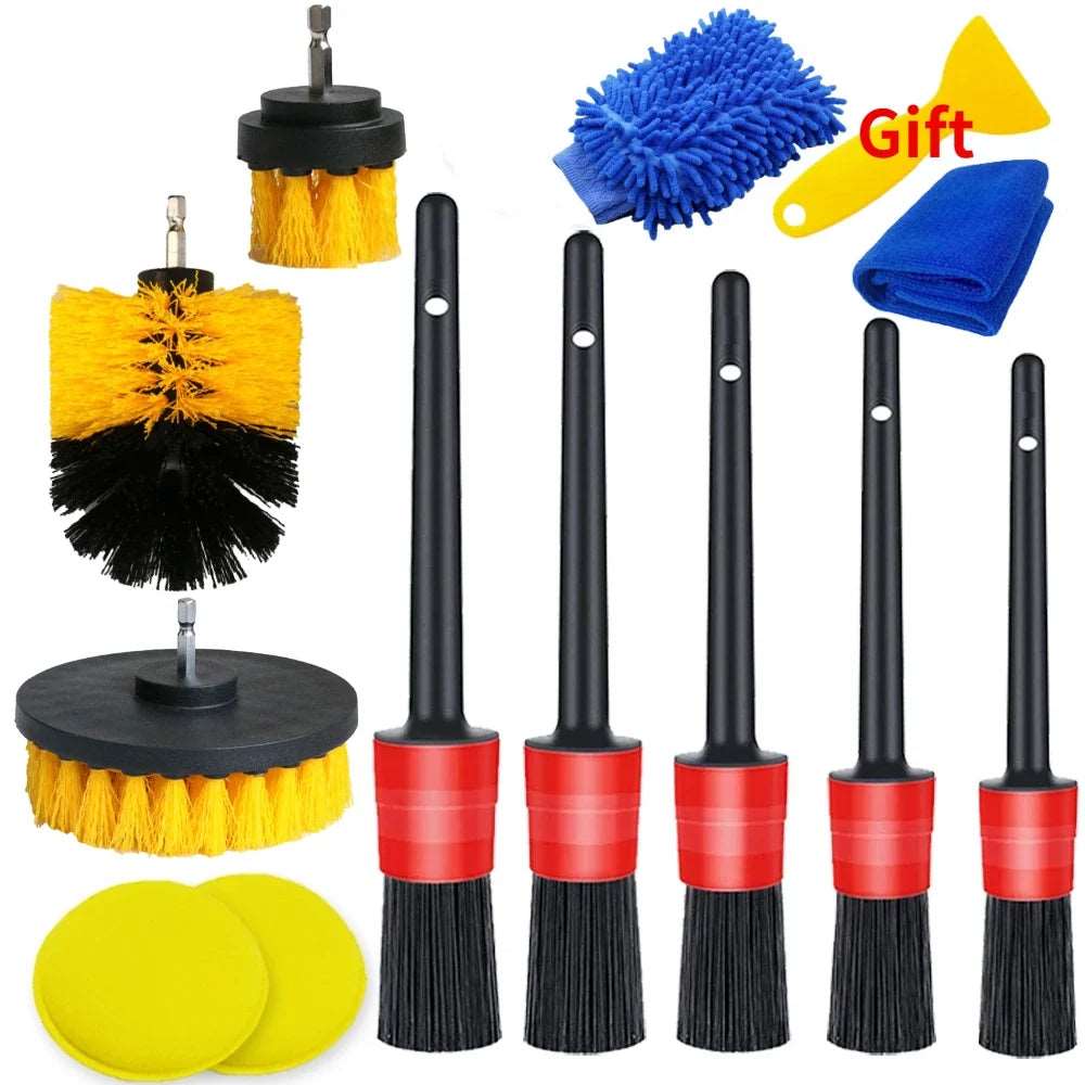 New Car Detail Kit Scrubber Drill  Brush Set Air Conditioner Vents Towel Polisher Kit - J&J Detailing Services  